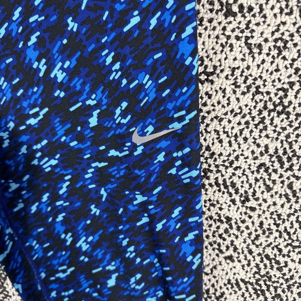 Nike Dri Fit Womens Medium Leggings Drawstring Blue Geometric - Picture 3 of 14